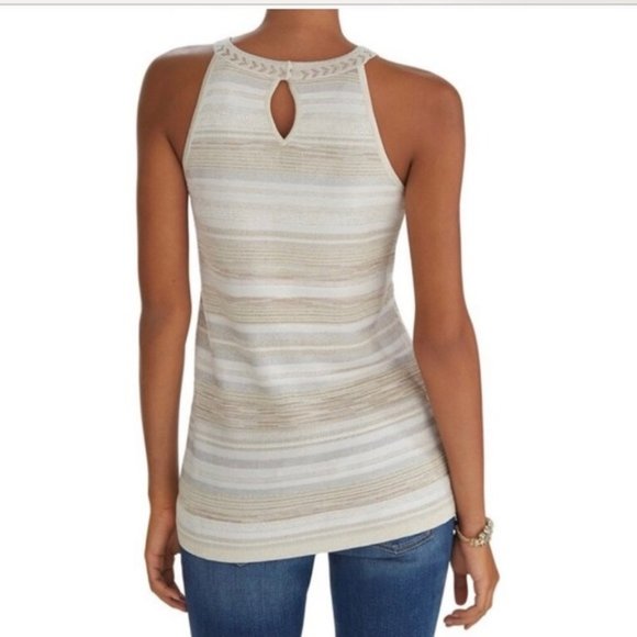 WHBM Warm Neutral Embellished Halter Top - Picture 2 of 7
